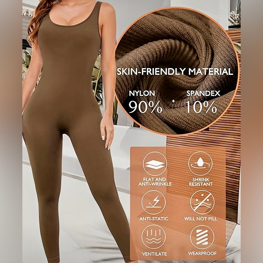 Callie Lives Compression Shapewear Neutral Jumpsuits BROWN Ivory Nude Large XL - Picture 3 of 14
